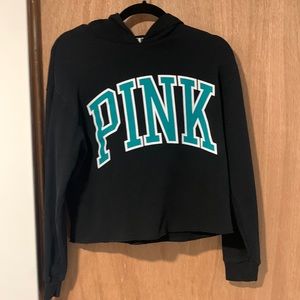 XS black PINK crop top hoodie